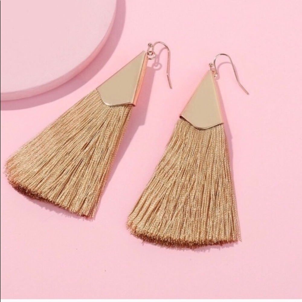 🎁 TAN LAST ONE Fringe Fan Tassel Earrings